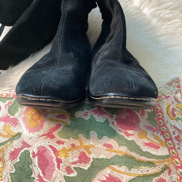 Sofft Suede Leather Knee High Heeled lace up Boot Wide Comfy Winter ❄️🖤 - Picture 10 of 14